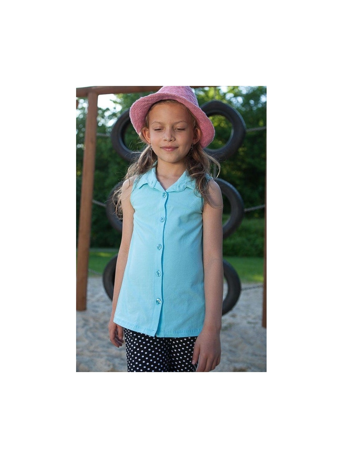 Turquoise girls\' blouse DZ6001 - Online store - Boutique